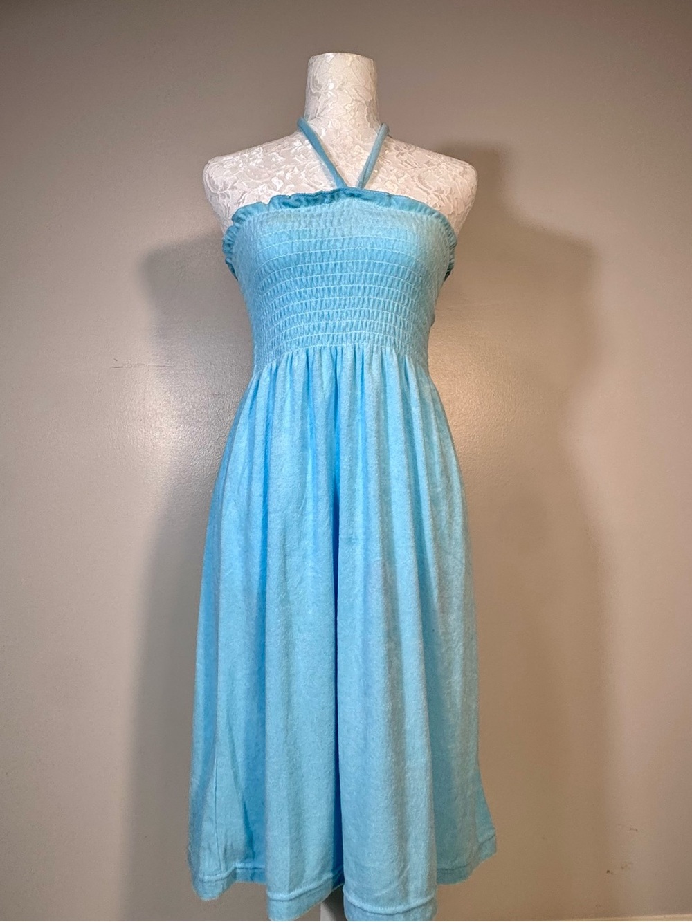 Exist Light Blue Halter Swimsuit Cover Dress